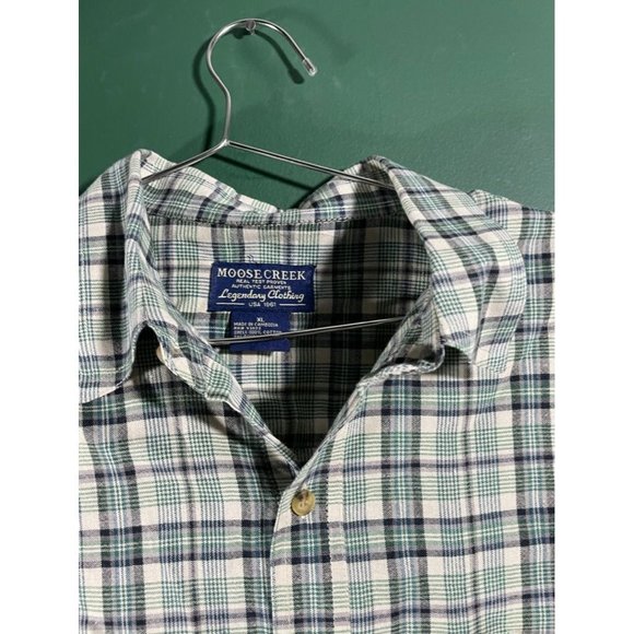 Moose Creek - Green/Grey/Beige Plaid Short Sleeve Button Down Shirt - Size XL - Picture 3 of 5